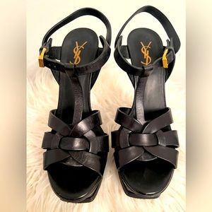 YSL Tribute Sandal Black leather